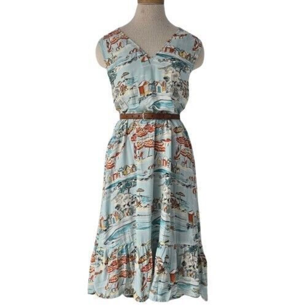 Lagenlook High Low Dress Women Medium Beach Lunch Lounge Coastal Boho Longline